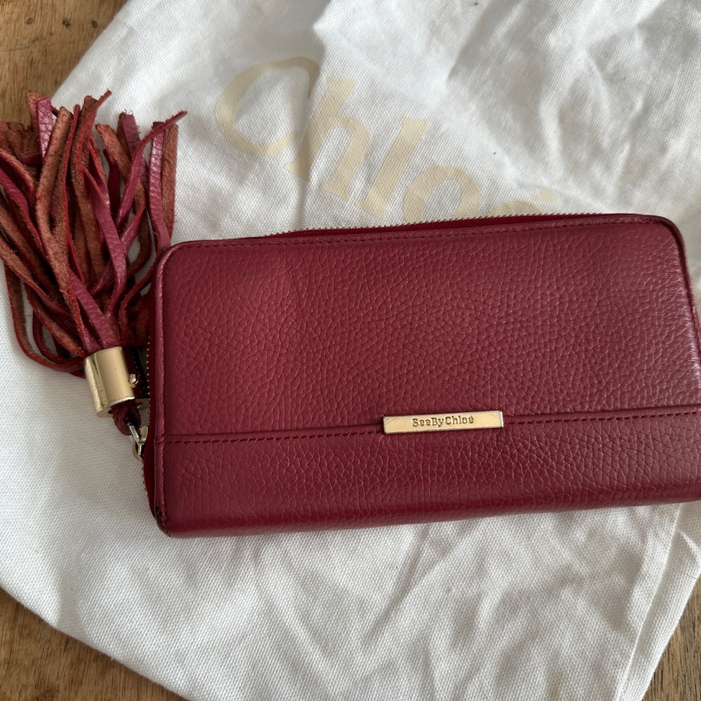 See By Chloe Deep Red Leather Wallet